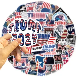 50pcs/lot 2024大統領トランプカーステッカー荷物用のグラフィティデカールギターカップモーターサイクルスクーター冷蔵庫おもちゃスケートボードタブレット