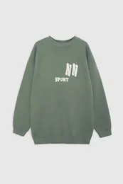 Designer Sweatshirts Letter Embroidered Round Neck Pullovers Green Loose Sweaters for Women