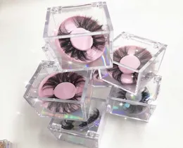 Cube Clear Lash Box مع رموز الدائرة صينية ملائمة 25 مم 27 مم Mink و Faux Mink Eyelashes FDShine1747449