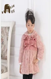 Whole2015 Promotion Long Patchwork Fashion Cashmere Polyester New Design Elegant Fur Girls Winter Coat Children2570524