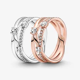 100% 925 Sterling Silver Sparkling Triple Band Ring for Women Wedding Rings Fashion Jewelry Accessories249R