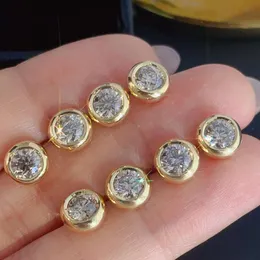 Najlepiej sprzedający się modny 0,35+0,35 col Kolor VVS okrągły naturalny diament 18K Solid Gold Bubble Coldings