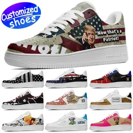 Customized shoes running shoes trump 2024 diy shoes Retro casual shoes men women shoes outdoor sneaker the Old Glory black red blue big size eur 25-48