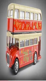 MZ Diecast Alloy London Doubledecker Bus Model Toys Tour Bus 132 med Light Sound Pullback Ornament Xmas Kid Birthday Gif3889237