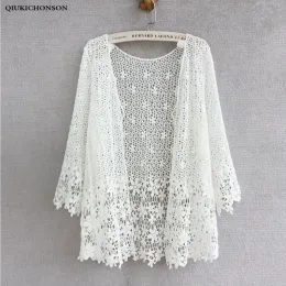 Cardigans Japanese style mori girl lace cardigan women 2020 fashion floral hollowout crochet lace tops women summer cardigan renda