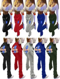 Plissee Kausal Cartoons Drucken Hosen Hohe Taille Kordelzug Leggings Dicke Flare Gestapelt Jogginghose Frauen Jogger Aktive Hosen4735865