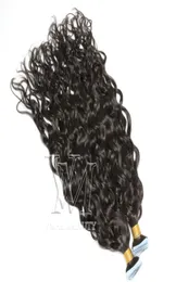 Vmae 11A Cutícula Indiana Alinhada Ondulada Vrigin Pré Ligado Cor Natural 100g Onda de Água Afro Kinky CurlyTape ins Extensão de Cabelo Humano 1577340