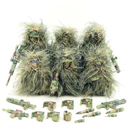 Soldat 6st Military Ghillie Suit Boat Camouflage Army WW2 T DIY Building Blocks Figurer Utbildningsleksaker gåva för pojkar set dropp de dh6az