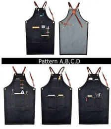 Unisex Denim Bib Apron Leather Strap Barista Baker Working Uniform for Bartender BBQ Chef Cook Household Cleaning Tools Supplies3351058