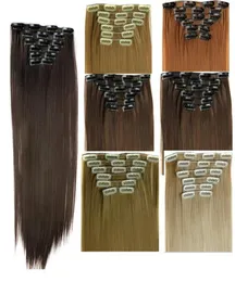 6pcsset Synthetic Clip In Hair Extensions Straight 24inch 140g Synthetic Clip On Hair Extensions More Colors4013179