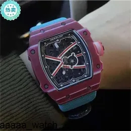 Colore carbonio RicharMill Designer Orologi Fibra Mesh Rosso Donna Rm67 Canna meccanica completamente automatica Hollow Rddt Logo originale Fabbrica svizzera ZF