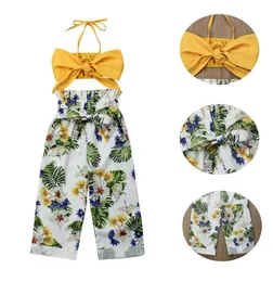 2019 New Fashion Summer Toddler Baby Kid Girl Floral Outfits Little Girls Strap Vest Cropspant 2PCS Clothing Set 15T Summer 5608706
