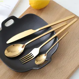 Zestawy naczyń obiadowych 24pcs Nóż Fork Party Gold Cutlery Zestaw stolika Najwyższej jakości stek ze stali nierdzewnej Kinfe Kinfe Forks łyżki złote