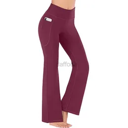 Active Pants Lu Groove Flare Leggings With Pockets Control Yoga Gym Slim Fit Workout Clothes Training Fitness Lady Outdoor Sports Trousers Yoga Outfits 2438