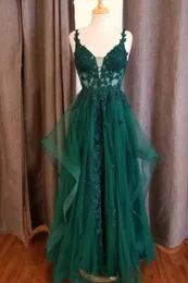 Emerald Green Straps Long Prom Dress High Low Low Evening Party Gown Pleated Multi Layers Pageant Gowns Custom Made Made