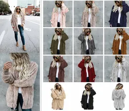 11 färger kvinnor sherpa sweatshirt huva överrock långärmad fleece mjuk cardigan varm kvinnor mode vinter huva kappa aaa10308540527