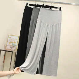 Capris Pantaloni larghi per la gamba larga in cotone sottile estivo da donna incinta Pantaloni larghi per la maternità a vita alta Pantaloni per la pancia a tutta lunghezza per la gravidanza