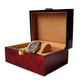 Scatole per orologi Scatola di lusso Custodia in legno con serratura Salvataggio portatile Organizzatore Confezione regalo sicura da viaggio antiurto