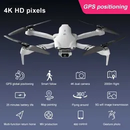 Drönare Ny RC F10 DRONE 10K HDEDEFINITION Dual Camera G 5G WiFi Drone vidvinkel FPV Real-Time Transmission Distance Professional Drone Gift Q240308