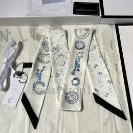 Women Tie Designer Silk Twilly Scarf for Bags Fashion Clothes Ties Men Luxury Neckties C Girls Ribbon Headband Bow Necktie 373