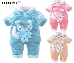 318M Baby Winter Kleidung Sets 3D Tier Fuchs Mit Kapuze Mantel Hose Overalls Kinder Twinset Langarm Samt Dicke Neugeborene kleidung3921327