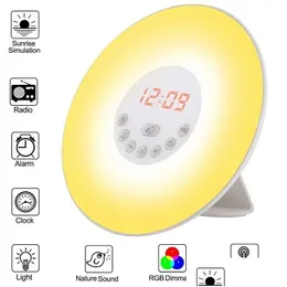 Luci notturne Brelong Wake-Up Light Smart Led Night Alarm Clock Colorf Luci luminose per atmosfera 1 pz Drop Delivery Lights Illuminazione I Dh1X6