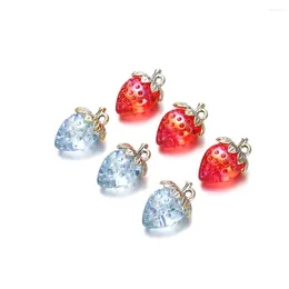 Charms 5st/parti 23 32mm akryl transparenta jordgubbhängen för DIY smycken tillverkning av halsbands fynd tillbehör