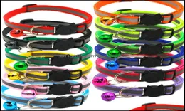 Sicherheits-Breakaway-Katze-Hundehalsbänder, 12 Farben, reflektierendes Nylon, für Haustiere, Welpen, kleine Hunde, Kätzchen, Katzenhalsband mit farbiger Glocke, Wll15 Drop, Deli1882252