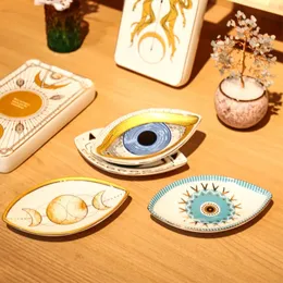 Creative Eye Storage Plate Home Porch Decorative Ornaments Desktop Decorative Tableware Oval Tray Ceramic Decorative Plate 240304