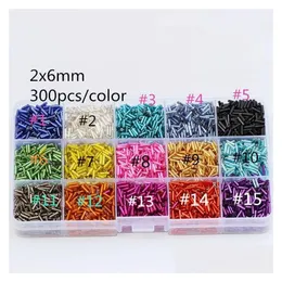 유리 300pcs/lot 2x6mm 체코 유리 튜브 구슬 보석 제조 DIY 15color 드롭 배달 보석류 느슨한 구슬 dhngw