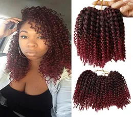 8 -calowy krótki marlybob Spichet Hair 6 Mały Bundleslot Kinky Curly Crochet Braids Ombre Pletające włosy Syntetyczne włosy Extension6218230