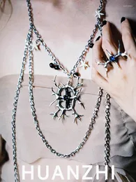 Collane con ciondolo HUANZHI 2024 Collana a forma di cuore oceano a forma di colore argento per accessori da donna Regalo di anniversario per feste di gioielli