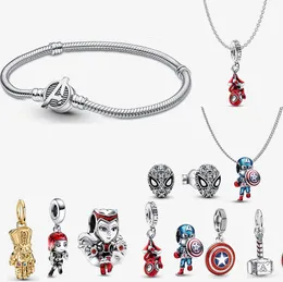 Designer-Charm-Armbänder für Damen, 925er Silber, Spinnen-Armband, zum Selbermachen, passend für Pandoras, Marvels, The Avengers, Captains Americas, Charm-Halsketten-Set, Schmuckgeschenk