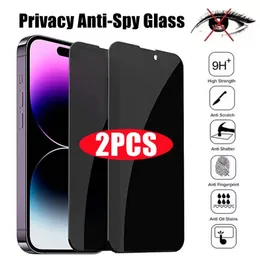 2 Stück Anti-Spionage-Displayschutz aus gehärtetem Glas für iPhone 15, 14, 13, 12, 11 Pro Max Plus, vollständiges Deckglas