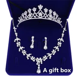 Bride Crown Three-piece Set wedding hair accessories bridal crown tiara necklace earrings jewelry set 2405