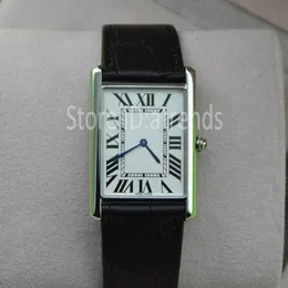 Super Thin Series Top Fashion Quartz Watch Men Women Silver Dial Dial Black Leather Strap Wristwatch Classic Rectangle Design Dress Clo274D