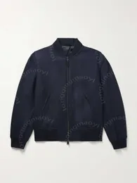 Designer män jacka brioni ull och siden-blandning twill bomber jacka yttre kläder casual kläder långärmare jackor lapel hals toppar