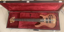 W magazynie Ken Smith 6 Strings Naturalny brązowy pikowany klon Top Electric Bass Gutiar Rosewood Tffleboard Aktywne przewody 9V Pudełko baterii Wenge Bubinga Sandwich Szyja