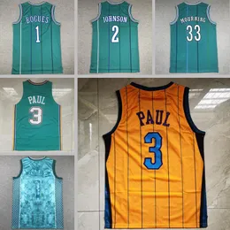 Maglia da basket 33 Mourning 1 Bogues 2 Johnson 3 Paul green Maglia retrò classica Uomo donna gioventù S-XXL Maglia sportiva