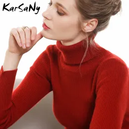 Sweaters Karsany Jumper Women Turtleneck Sweater Knitwear Thick Winter Women's Turtleneck Pullover Sweater Yellow Sweaters Female 2019