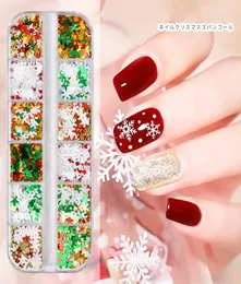 12 Gridssets Paznokcie Glitter Naklejki śniegu śnieg śnieżny DIY Paleta Paleta Manicure Pieczak Dekoracja grafiki 7124748