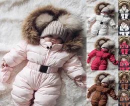 Ubrania zimowe niemowlę snowsuit chłopiec dziewczyna romper kurtka z kapturem kombinezon ciepły grube płaszcz strój Vetement Fille Hiver 2107223840590