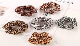 Novo 6 cores feminino meninas chiffon leopardo elástico anel laços de cabelo acessórios rabo de cavalo titular hairbands borracha scrunchies i4504084