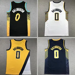 Jerseys de basquete Tyrese Haliburton Amarelo branco 2024 Cidade Homens Mulheres Juventude S-XXL Jersey Sport