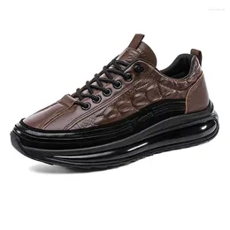 Casual skor läder för män sneakers mode lyx komfort sportplattform skor tenis masculino atletisk sko brun brun