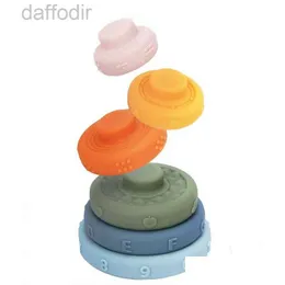 Block Montessori Stack Tower Games Baby Sile Teether Early Development Game Bathtub Mjuka byggblock Toys For Children Dr DHSJF 240308