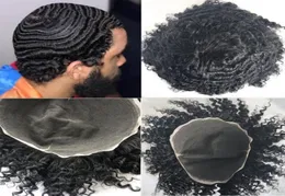 Afro Curly Toupee Full Swiss Lace Men Hair Raugs System Remy Human Wave Wig6130146