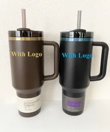 DHL New Black Chorma Chocolate Gold Cholcher H2.0 40 Oz Cup Tumblers with Handle Straw Target Red Felest Steel Cup Moonshine with 1: 1 logo 0308