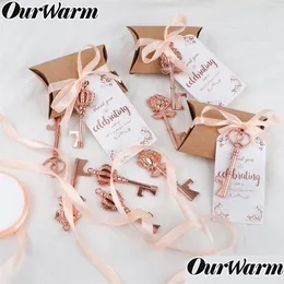 Outros suprimentos de festa de evento presentes de casamento para convidados 100pcs rosa ouro chave abridor de garrafa com obrigado etiquetas de papel decoração de festa fa dhcmr