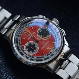 Наручные часы VK68 с хронографом Panda, 40 мм, мужские часы Bubble Glass Beat, кварцевые, водонепроницаемые, из нержавеющей стали 316L, лучший бренд Mysteriouscode Pilot Homage 9933